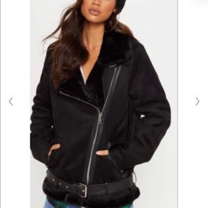Black suede aviator jacket